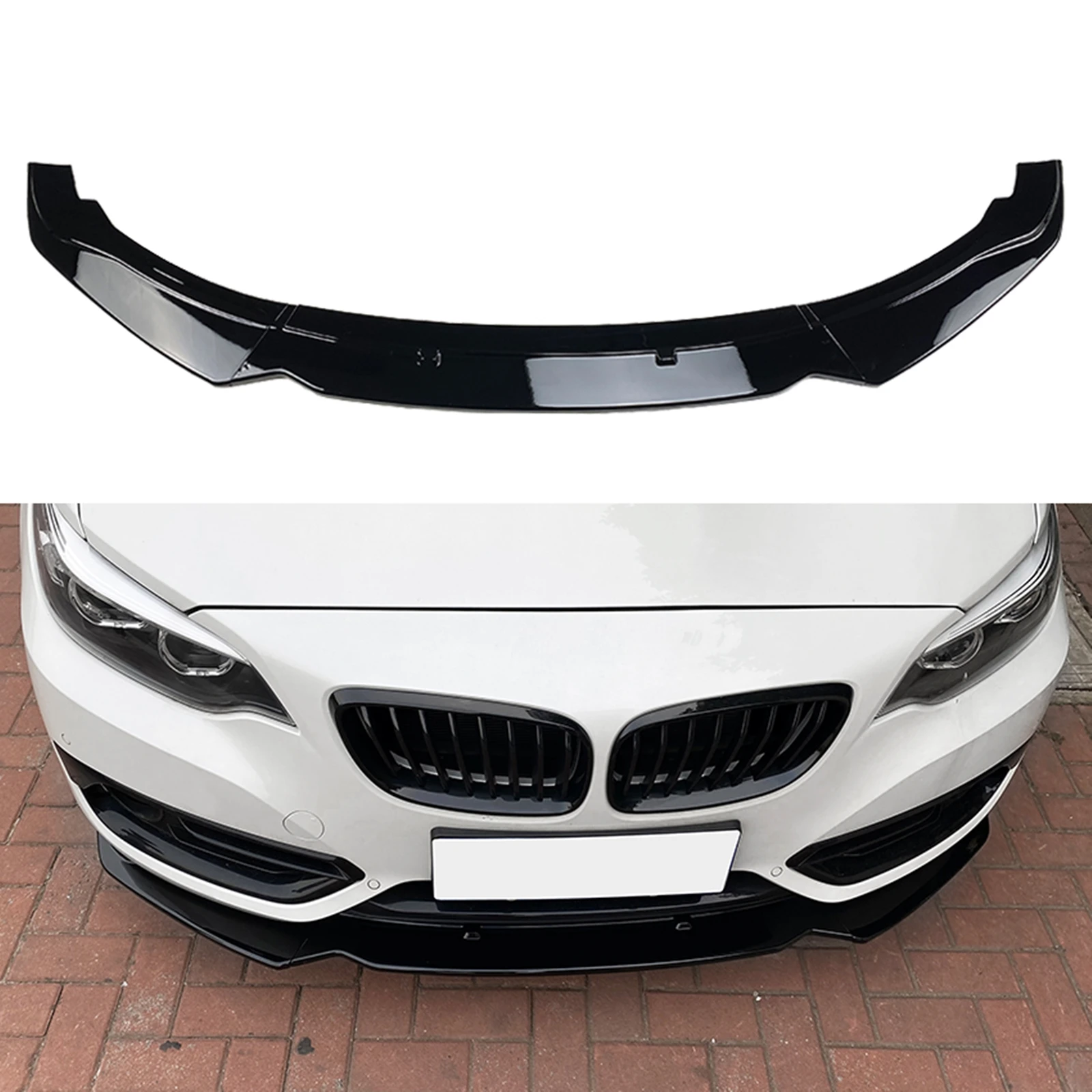 

For BMW 2 Series F22 220i 225i 228i 2014-2019 Base Model Only Front Bumper Spoiler Splitter Lip Glossy Black Car Lower Blade