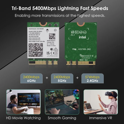 WAVLINK WiFi 6E адаптер Intel AX200/AX210 5400 Мбит/с