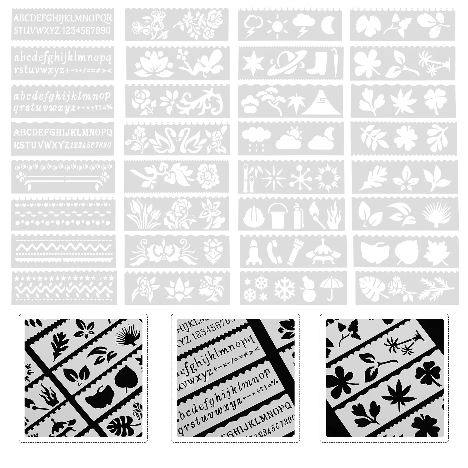 

4 Sets Painting Template Stencils Craft Flower Halloween DIY Drawing Templates Convenient Plastic Child Alphabet Mold
