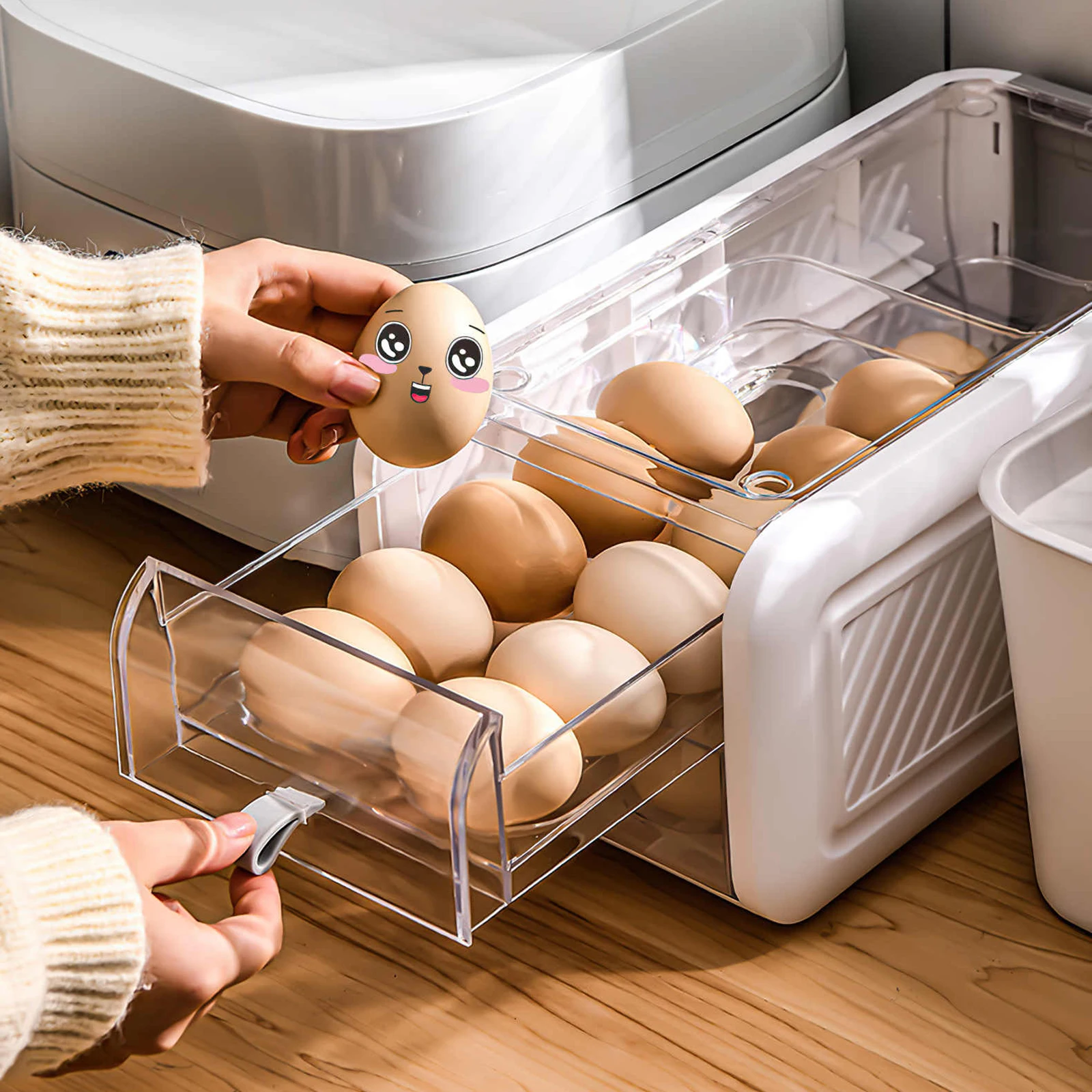 

2-layer 36 Lattice Egg Drawer Fridge Organizer Holder Transparent Storage Box Kitchen Refrigerator Duck Chickens Eggs Tray