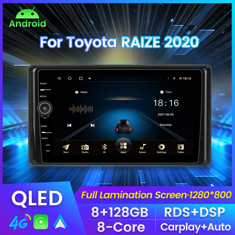 MLEVOLIN QLED Android11.0 автомобильное радио для Toyota RAIZE 2020 GPS-навигация видеоплеер SWC RDS 8G 128G
