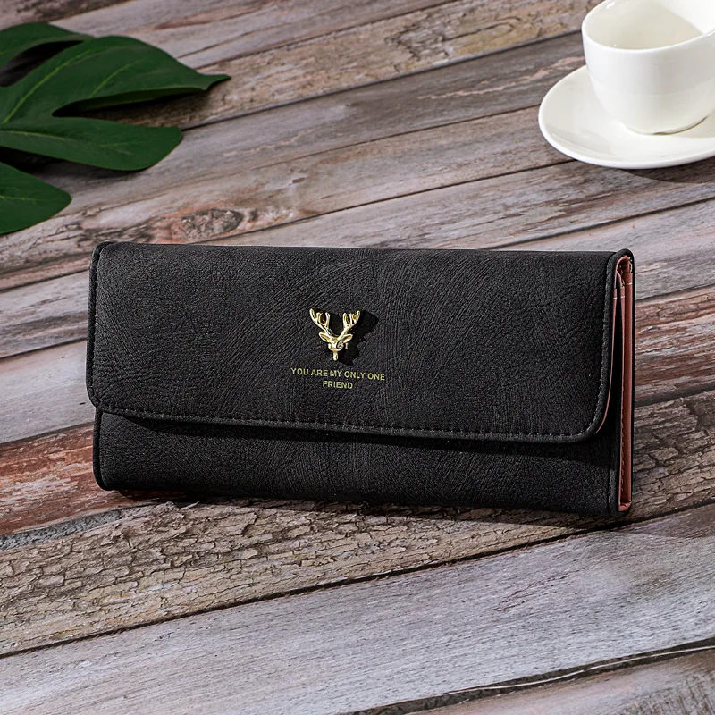 

Multifunctional Women's Wallets 2023 New Frosted Long Money Clip Wallet Retro Hasp Coin Purse Card Holder PU Leather Clutch Bag