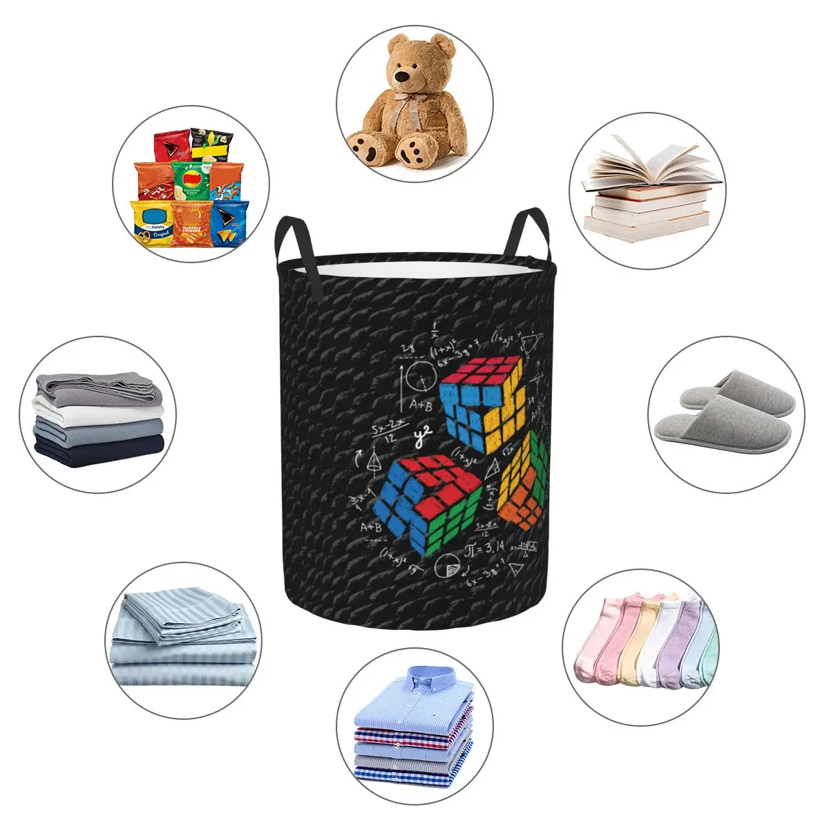 Изготовленная на заказ математическая корзина для белья в виде куба Рубика