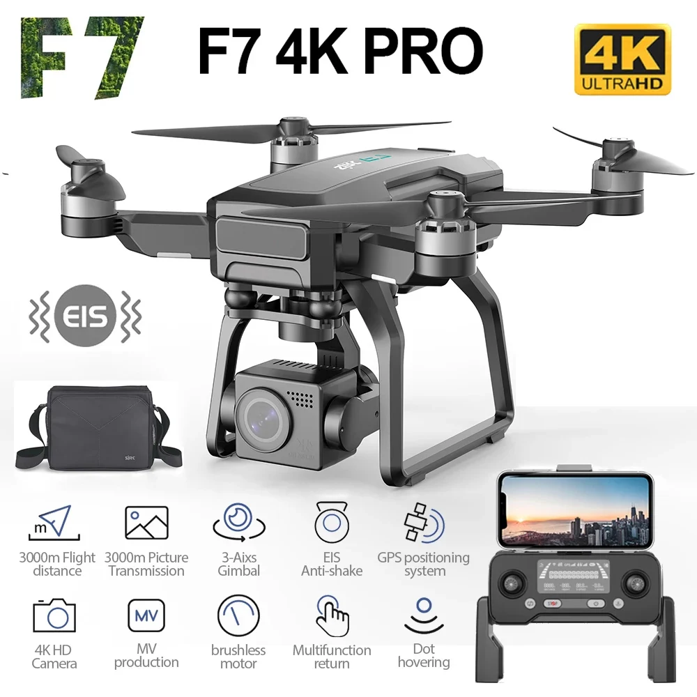 

SJRC F7 FPV Drone 4K Professional With HD Camera 3KM GPS 5G WiFi EIS 2 Axis Gimbal F7 Pro RC Foldable Brushless Quadcopter