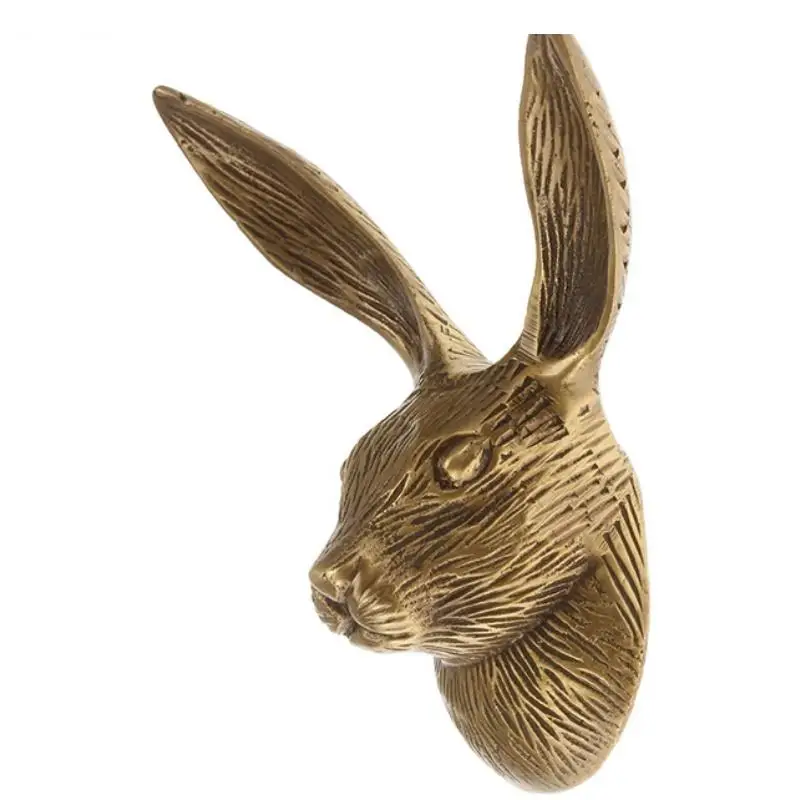 Ретро латунный кролик настенный крючок фон портал пальто милые животные