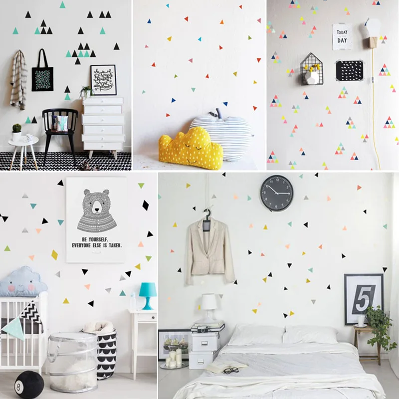 234 шт. цветные треугольники настенные наклейки для детской комнаты в