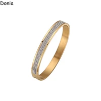 donia jewelrys new european and american fashion full diamond titanium steel micro set aaa zircon luxury retro bracelet