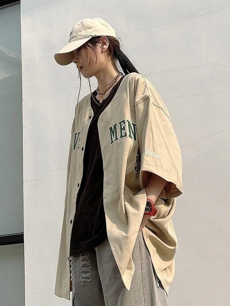 Мужская винтажная рубашка с коротким рукавом в стиле хип-хоп |