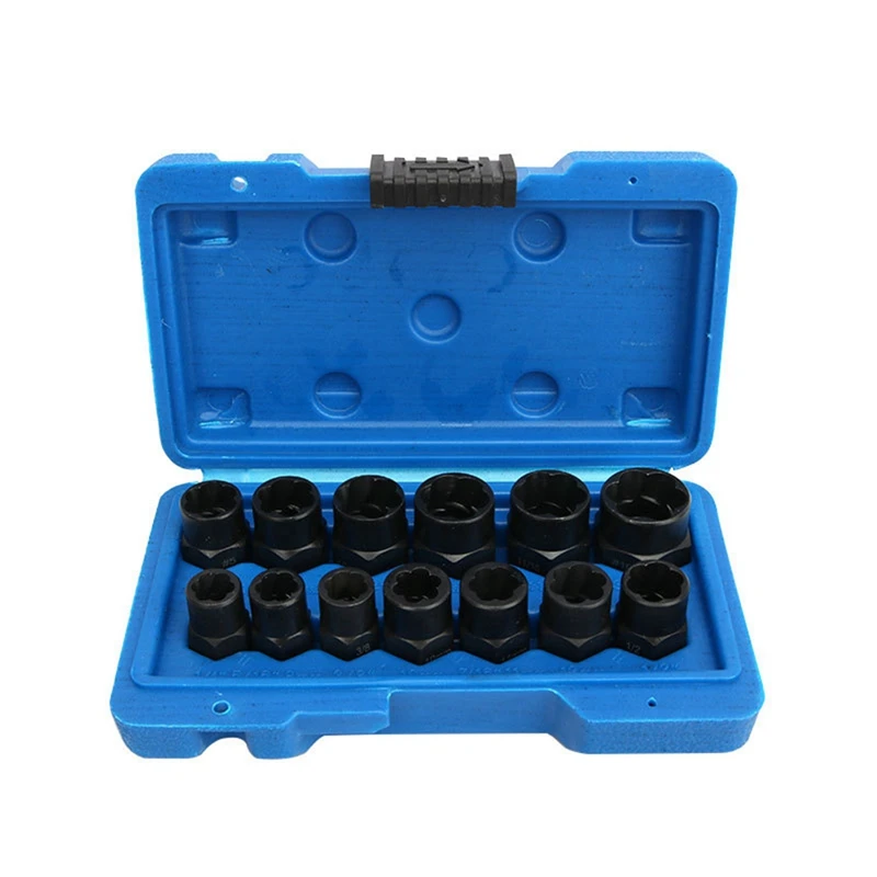 

13-Piece Screw Remover Socket Hexagon Screw Tool Broken Nut Bolt Extractor Chrome-Molybdenum Steel