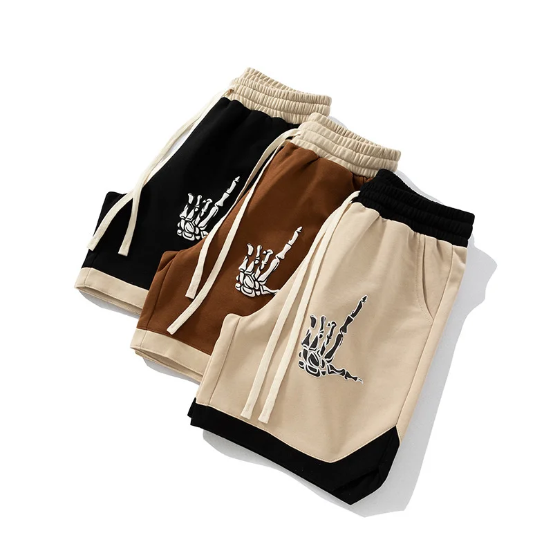 American Men's Casual Shorts Hip Hop Fashion Brand Printed Loose Capris Sports Loose Loop Shorts