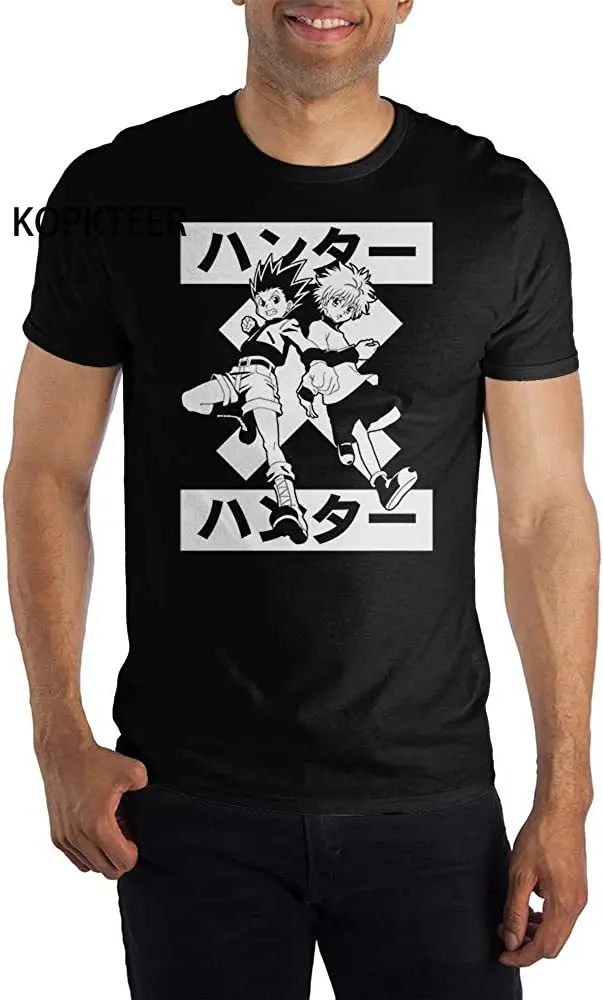 HxH Hunter X Мужская черная футболка с коротким рукавом Killua Zoldyck круглым вырезом