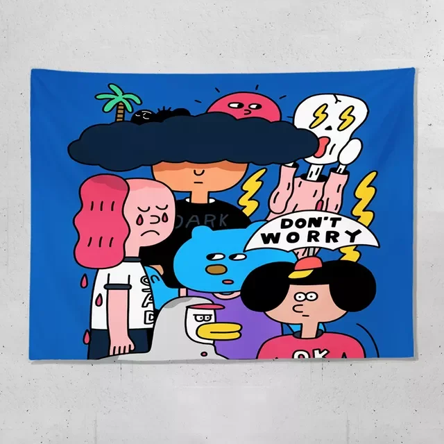 

Tapestry Wall Hanging Bedroom Decor Blanket Hippie Background Illustrations Mural Gobelin Tapiz Decoration Mural Kawaii Decor