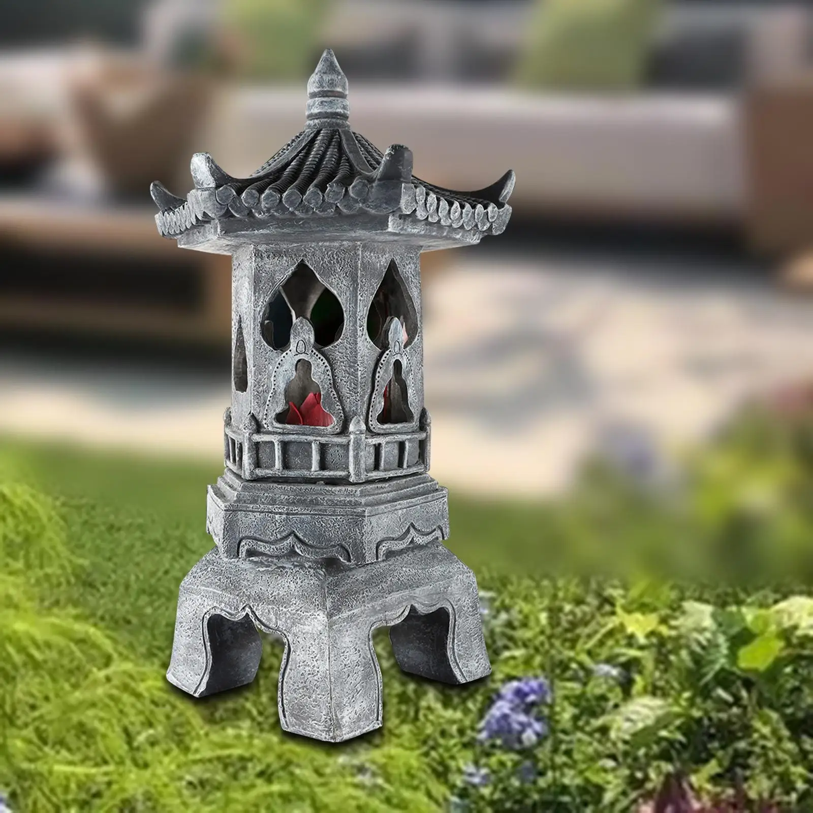

Solar Pagoda Lantern Decoration Garden Statue for Pathway Porch Landscape