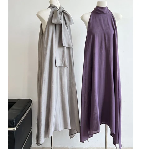 2025 хорошее качество, женское летнее длинное платье в стиле бохо, элегантное платье макси без рукавов со шнуровкой сзади, Vestidos, одежда