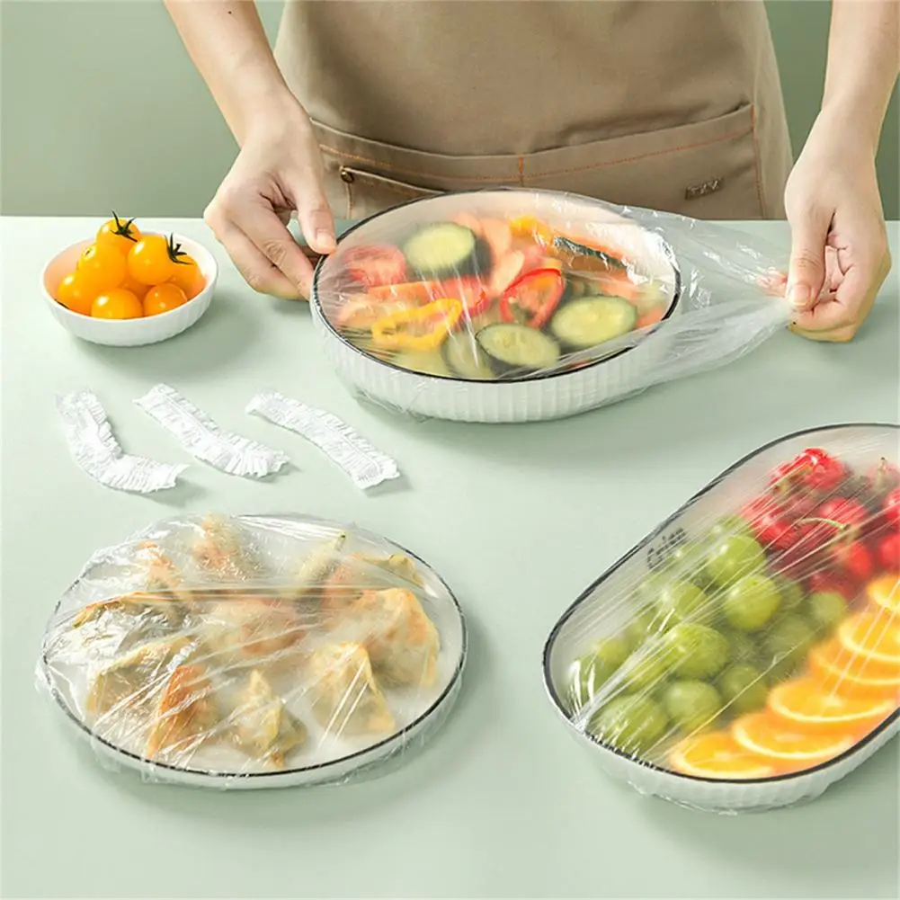 

40%HOT100Pcs Fresh-keeping Bag Disposable Waterproof Thickened Adjustable Storage Bag Retain Freshness Universal Elastic Band Fr