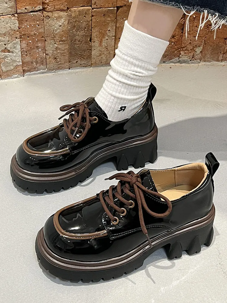 

Women's Shoes Platform Casual Female Sneakers Mixed Colors Loafers With Fur Autumn Modis Oxfords British Style Round Toe Clogs C