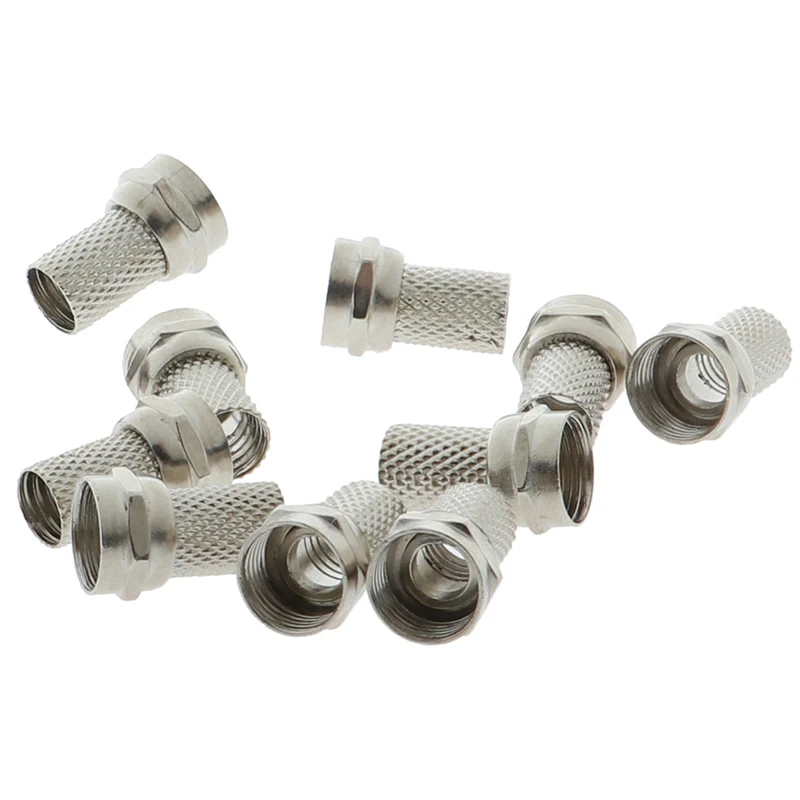 

10Pcs New Copper Twist On RG6 F Type Coaxial Cable Connector Plugs High Quality Connector For TV Satellite Antenna Coax Cable