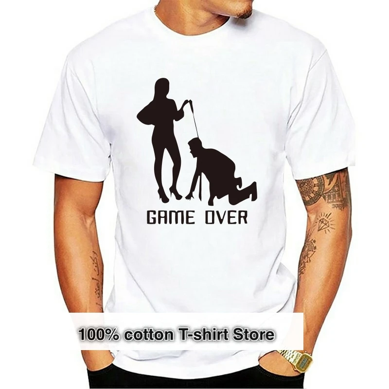 

GAME OVER MARRIAGE SLAVE Letter Funny T Shirt Tshirt Men Cotton Short Sleeve T-shirt Top Tees