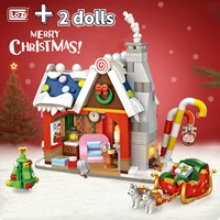 loz blocks diy building bricks cute christmas set toys for children juguetes santa claus kids gifts girls present new year 1223