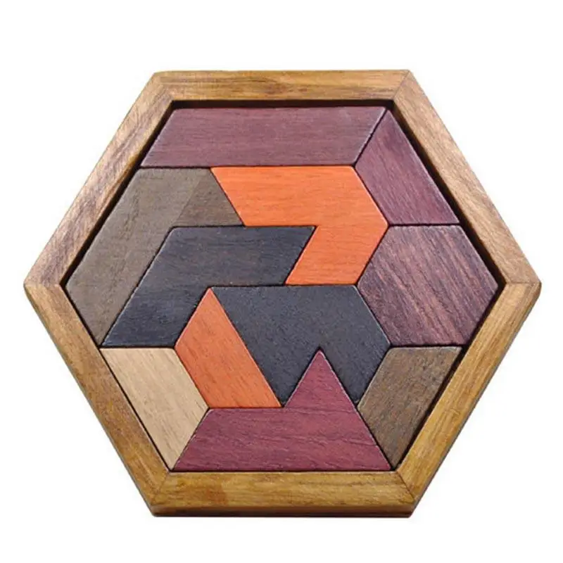 

Hexagonal Wooden Geometric Shape Jigsaw Puzzles Chess Game Board Montessori Toys Educational Intelligence Toys