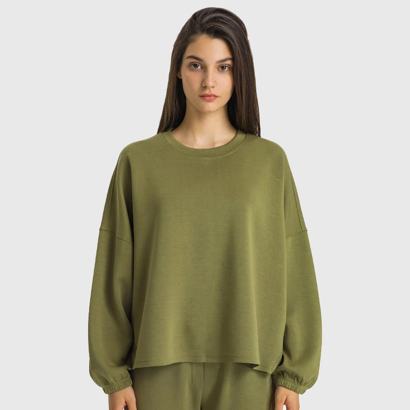 With Logo Autumn And Winter New Yoga Clothes Loose Large Size Sports Top Training Fitness Long-Sleeved Casual Women's T-Shirt