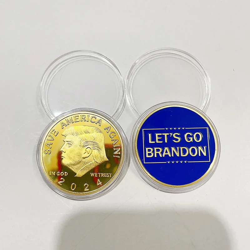 

NEW Type 2024 U.S. Presidential Trump Election Gold Bule Color Commemorative US Coins Challenge Coin Trump Coins Collectibles
