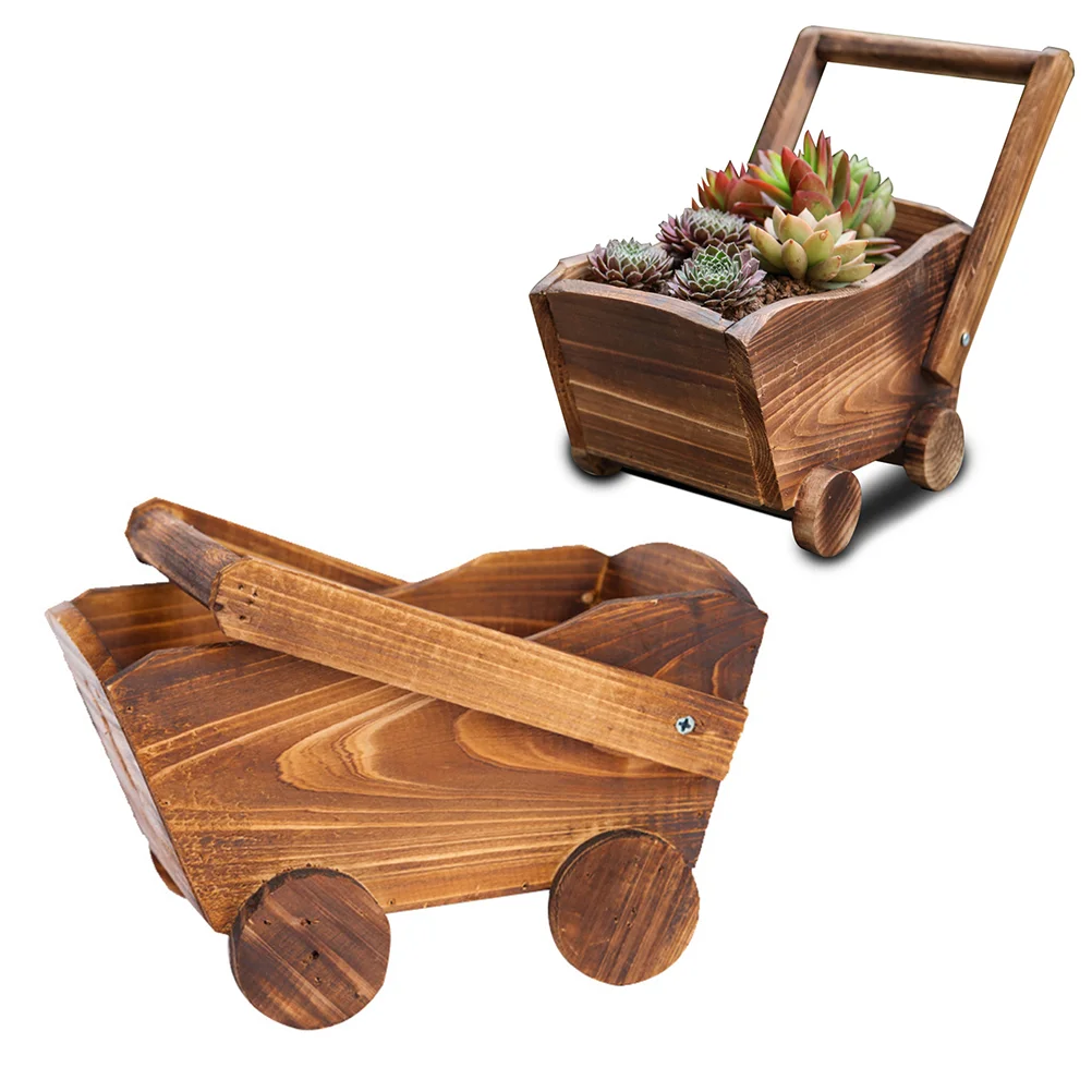 

Cart Shape Wooden Flower Pot Wedding Decoration Fleshy Home Seedlings Nursery Basin