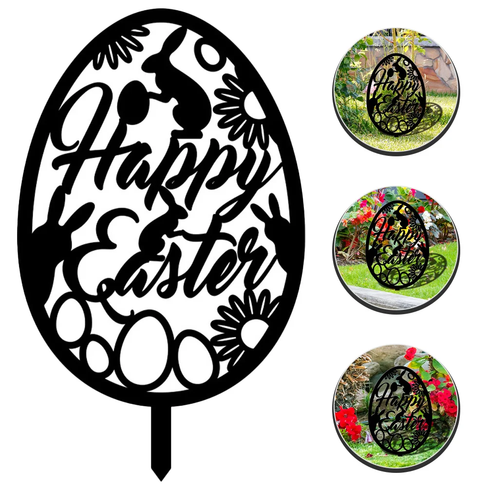 

Easter Yard Stakes Signs Garden Egg Stake Decorations Outdoor Decor Party Metal Decoration Lawn Ornament Decorative Silhouette