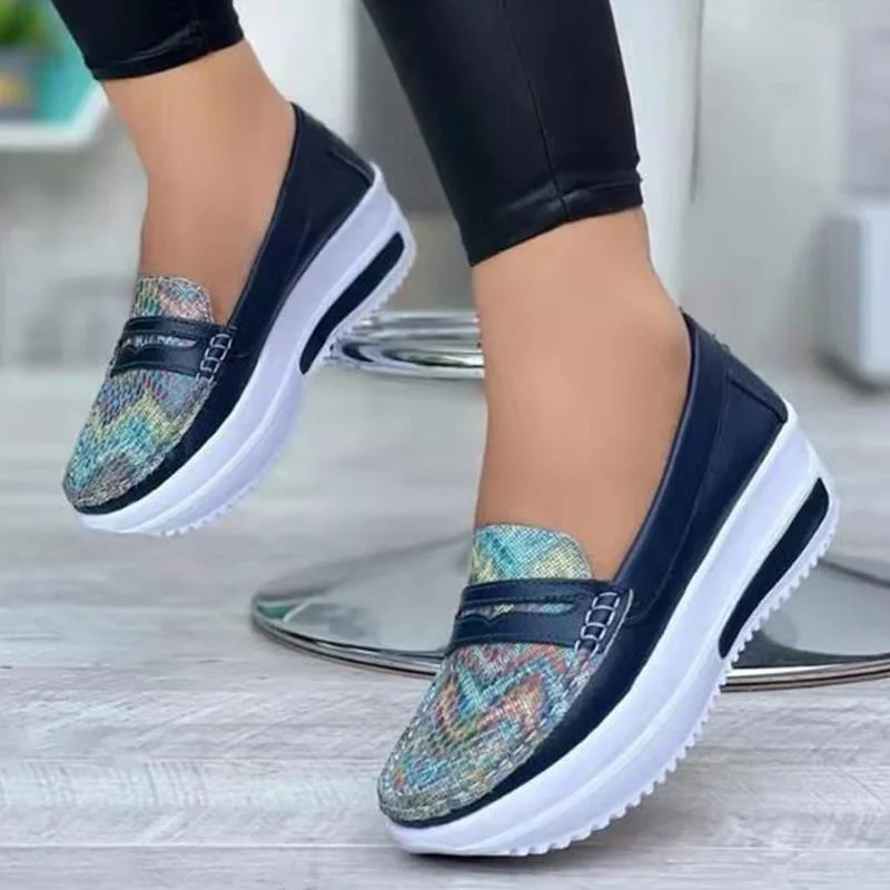 

Casual Shoes Women Slip On Platform Shoes Sneakers Women Fashion Designer Zapatillas Chunky Heels Loafers Woman Vulcanize Shoes
