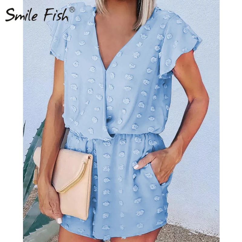 

Женский шифоновый комбинезон с V-образным вырезом, свободного покроя