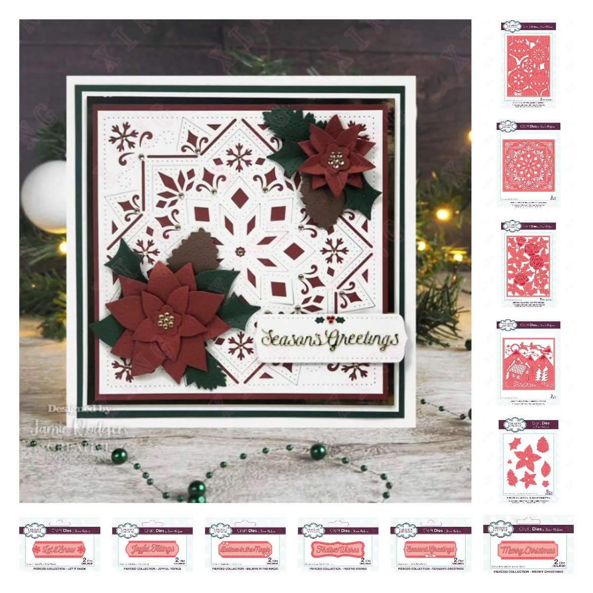 

2022 Craft Deco Embossing Snow Tidings Magic Wishes Greetings Christmas Poinsettia Cottage Roses Mandala Diamonds Metal Cut Dies