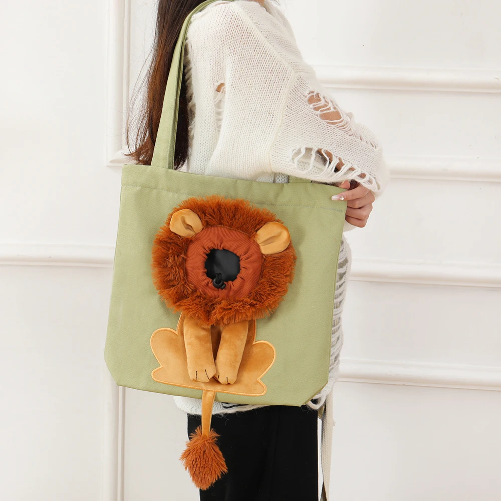 

Soft Pet Carriers Lion Design Portable Breathable Bag Cat Dog Carrier Bags Outgoing Travel Pets Handbag with Safety Zippers