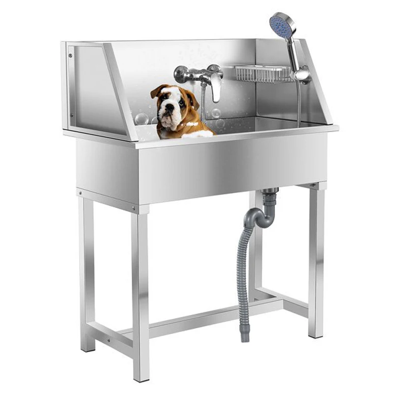 

Dog Grooming Tub Stainless Steel Pet Grooming Tub with Faucet and Accessories for Dog Washing Station Pet Bath Tub HLB-109