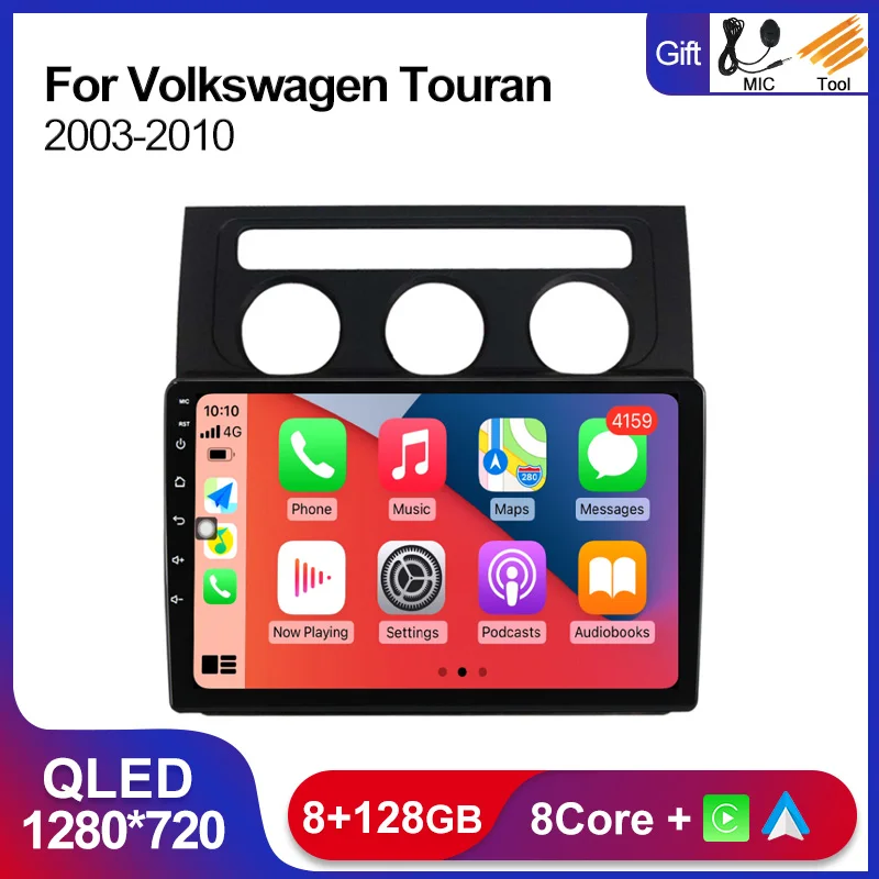

8+128 4Core Autoradio Android 11 For VW Touran 1 2003-2010 Car Radio Multimedia Player GPS Navigation Carplay BT WIFI