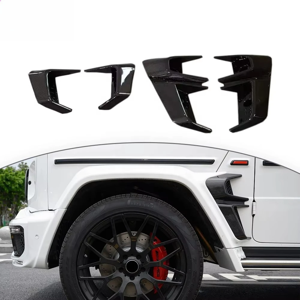 Фото Для Mercedes-Benz G-класса W464 W463A, 4 шт. внешних аксессуаров из сухого карбона: накладки на вентиляционные отверстия над крылом №1