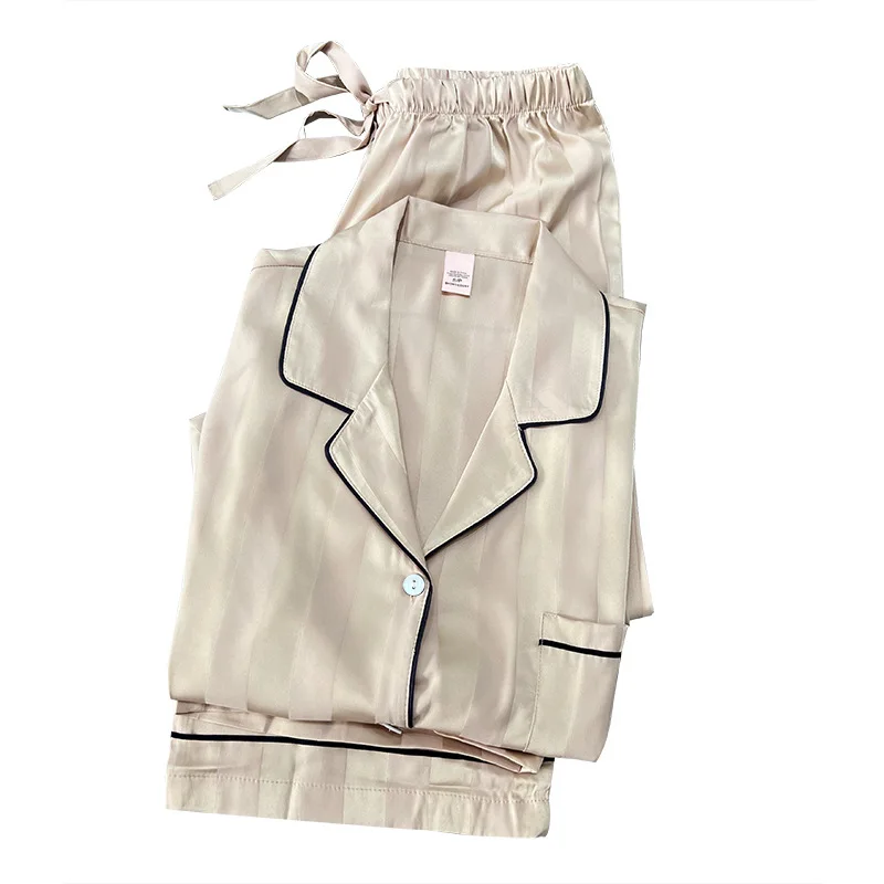 Новинка осенняя Пижама женские шелковые брюки с длинным рукавом ледяной шелк