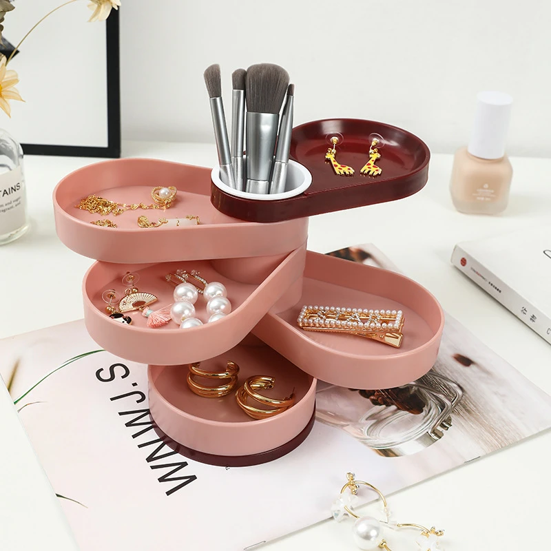 The Rotatable Jewelry Storage Box Is Suitable for Storing All Kinds of Exquisite Jewelry with Multiple Layers and Large Capacity