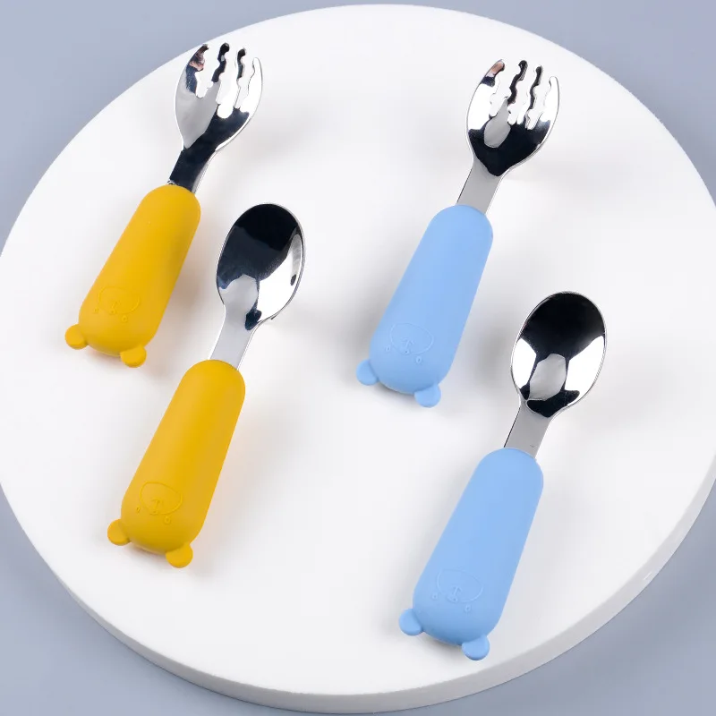 

Baby Cartoon Tableware Set Child Utensil Stainless Steel Toddler Dinnerware Cutlery Cartoon Infant Food Feeding Spoon supplies