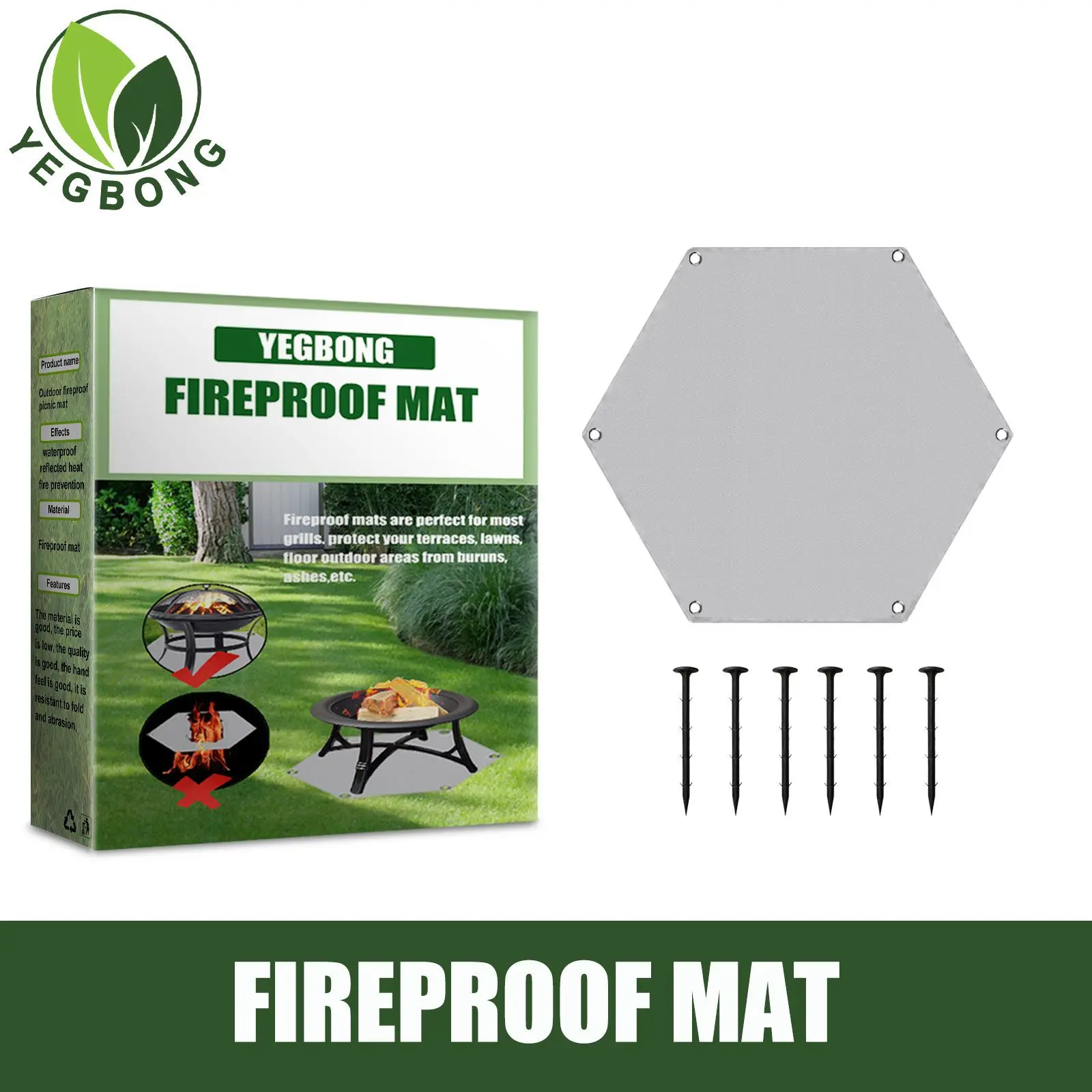 

Outdoor BBQ Grill Mat Temperature Resistant Fireproof Glass Fiber Fire Pit Hexagonal Barbecue Mat Camping Accessories Cooking