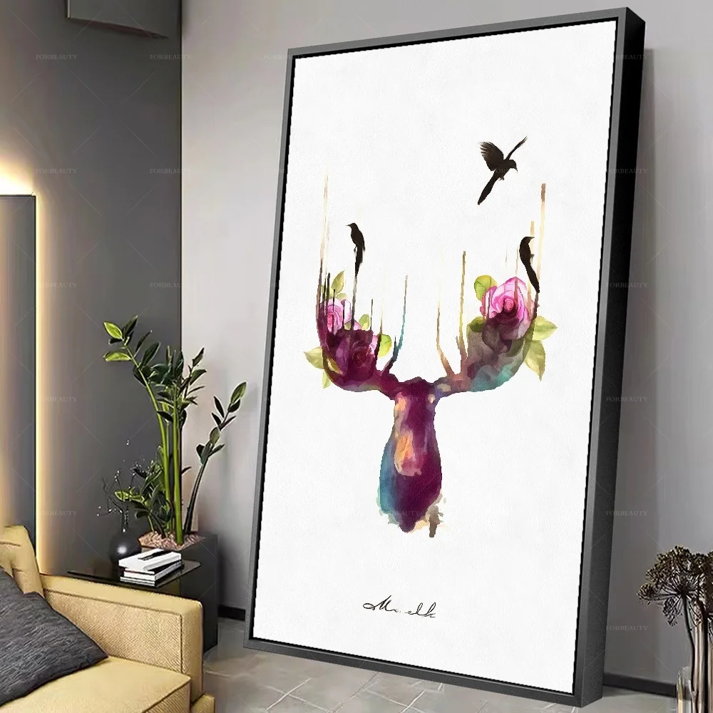 

Forbeauty современная абстрактная картина маслом оленя на холсте, идеально подходит для украшения стен дома или офиса