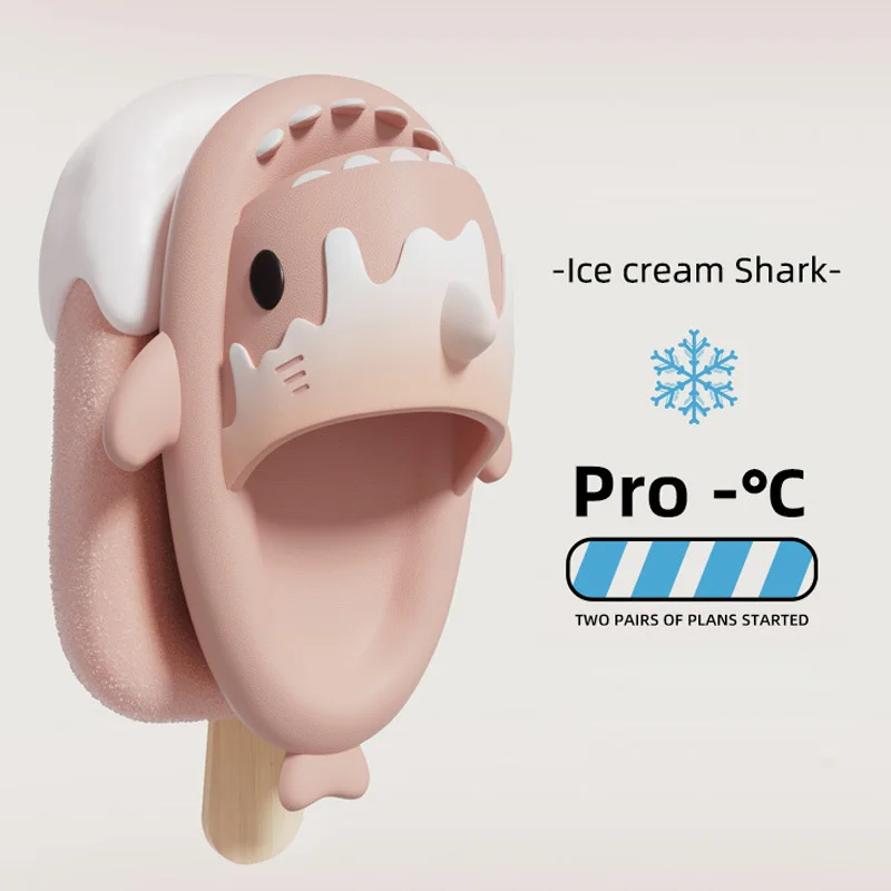 

2023 Ice Cream Shark Slippers Women's Cute Summer Girl's Indoor Household Anti slip Couple Slippers Men's Summer Slippers