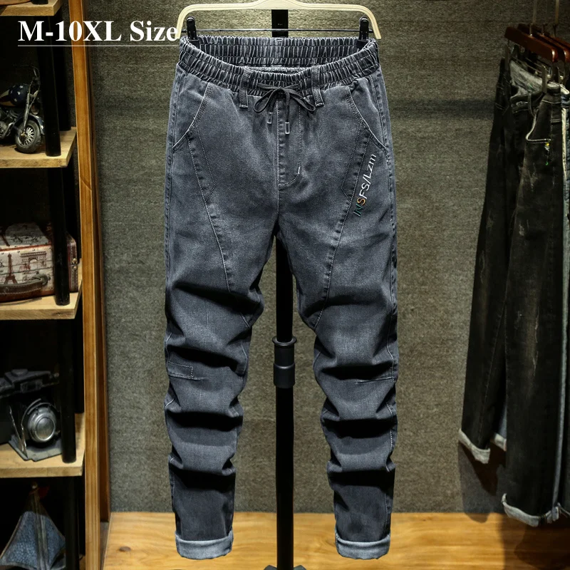 

Plus Size 7XL 8XL 9XL 10XL Men's Fashion Harem Jeans Brand Trousers Male Spring Autumn Streetwear Casual Denim Pants Gray Blue