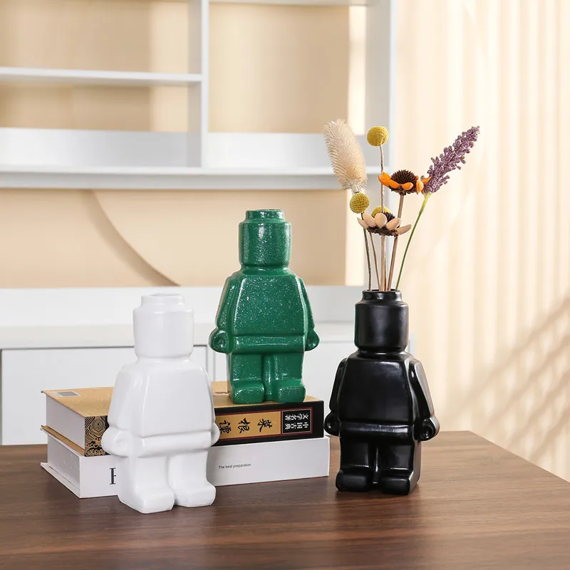 

Nordic Style Robot Vase Resin Statue Modern Indoor Flower Pot Home Decoration Office Desk Sculpture Figures Living Room Decor