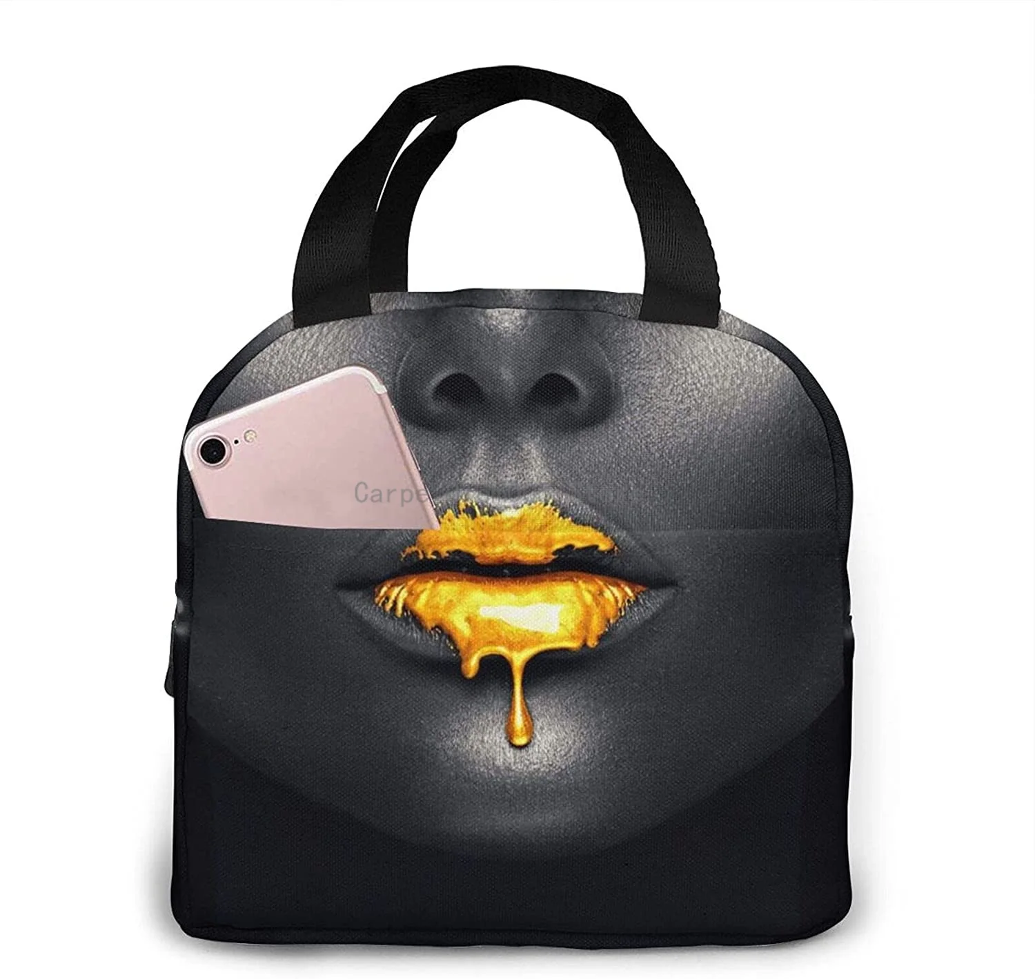 

Africa Golden lips Lunch Bags for Women Men Insulated Fashionable Lunch Box Large Capacity Tote Bag