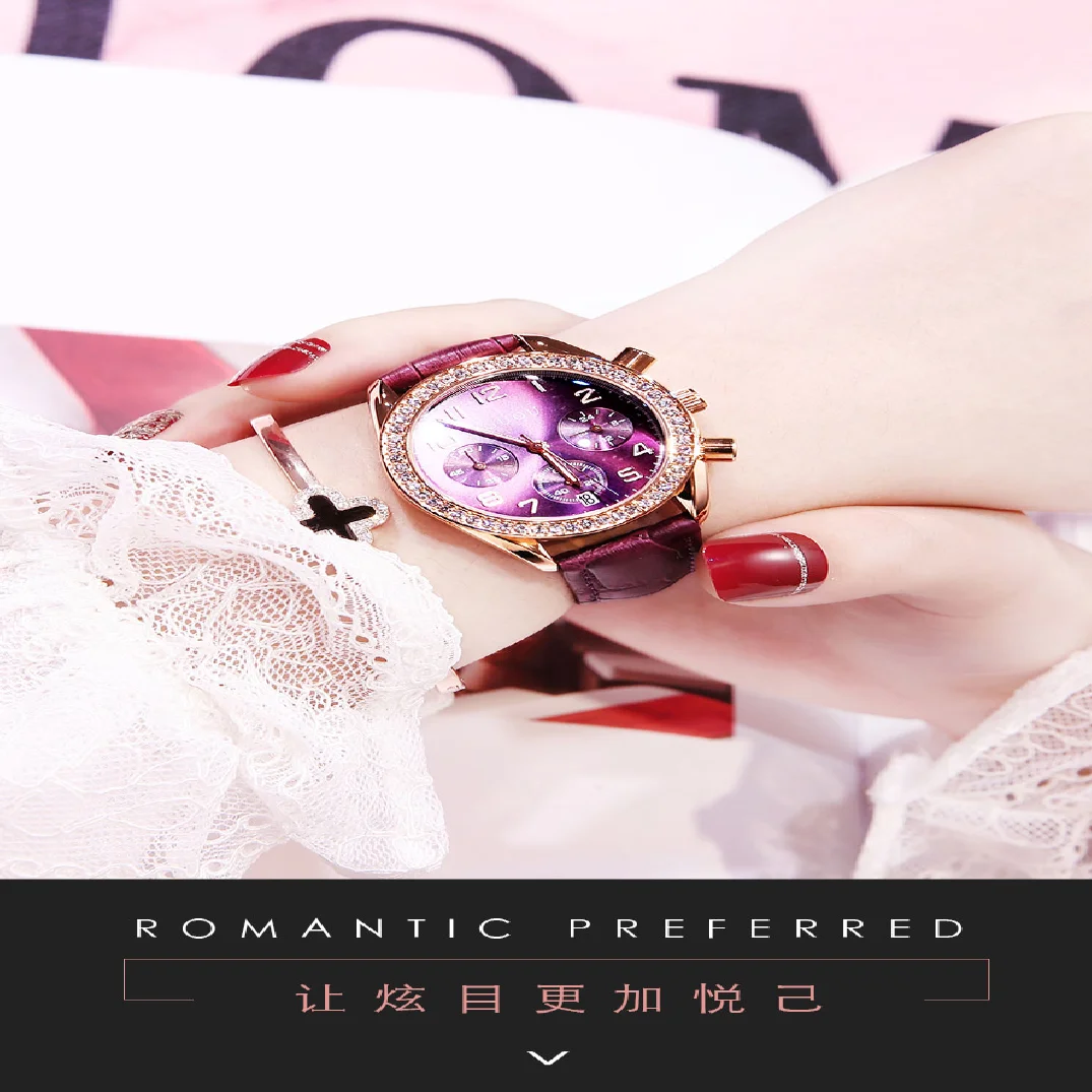 2019 Fashion Guou Top Brand  Feminino Women Watch Luxury Vintage Roman Numeral Ladies Dress Wrist Watches Blue Leather Clock enlarge