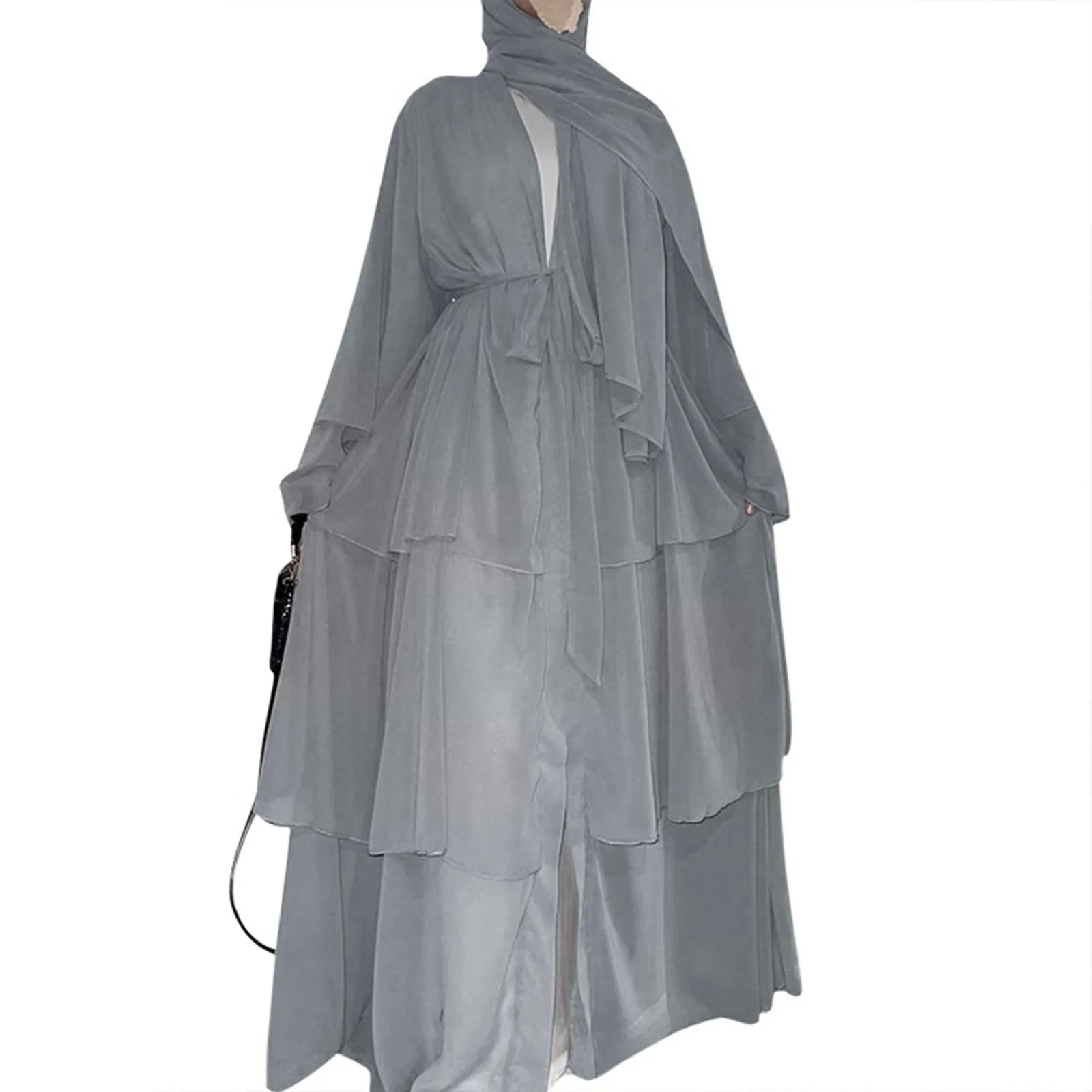 Muslim Chiffon Open Abaya Dubai Turkey Kaftan Cardigan Robe Abayas Dresses For Women Casual Robe Kimono Caftan Islam Clothing