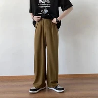 summer suit pants men fashion society mens dress pants korean loose straight wide leg pants mens solid color formal trousers