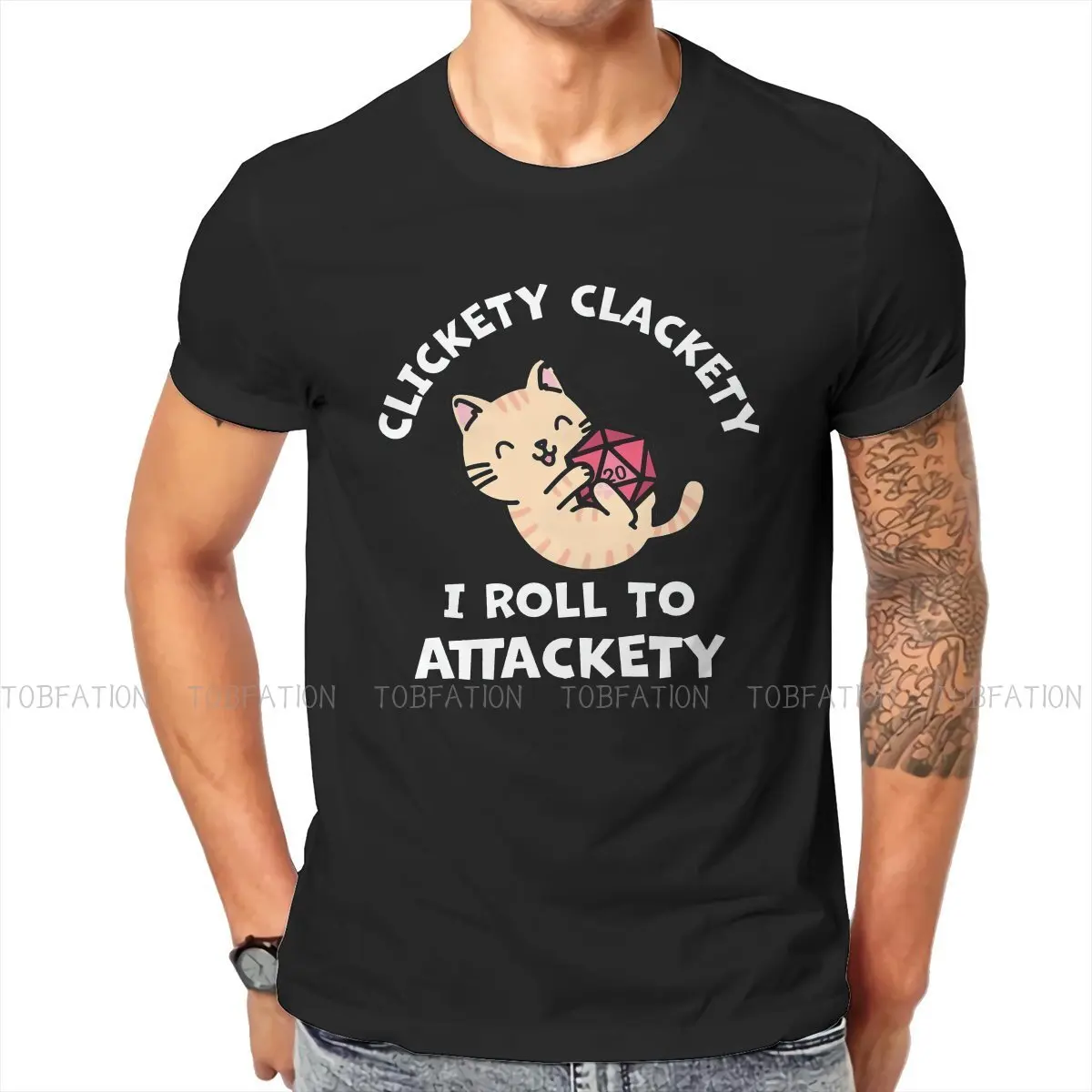 DnD Game Clickety Clackety I Roll to Attackety T Shirt Harajuku Teenager Grunge High Quality Tshirt Oversized O-Neck Men Clothes