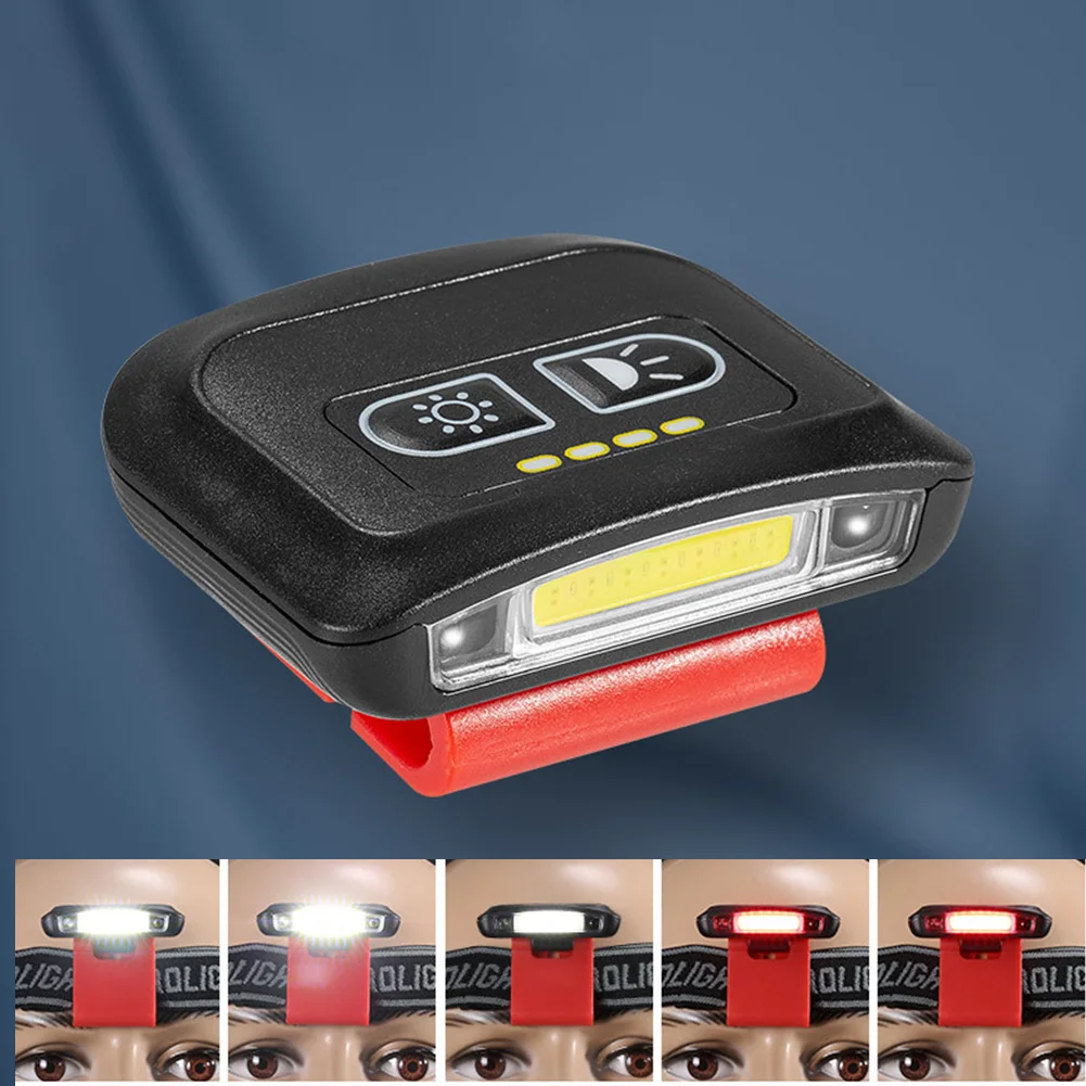 

LED Fishing Headlight Waterproof Induction Switch Work Clip Cap Light Rechargeable Flashlight Headlamp Mini Portable for Camping
