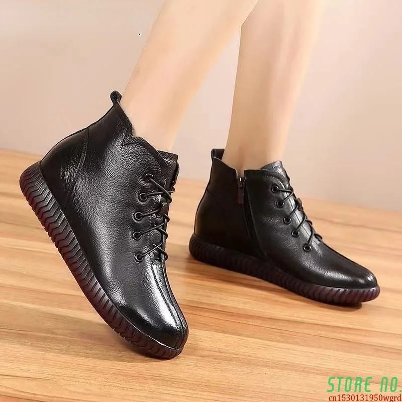 

2021 New Zipper Snow Mid Heels Casual Short Plush Ankle Boots Winter Designer Chelsea Botas Mujer Goth Warm Oxford Zapatos Women